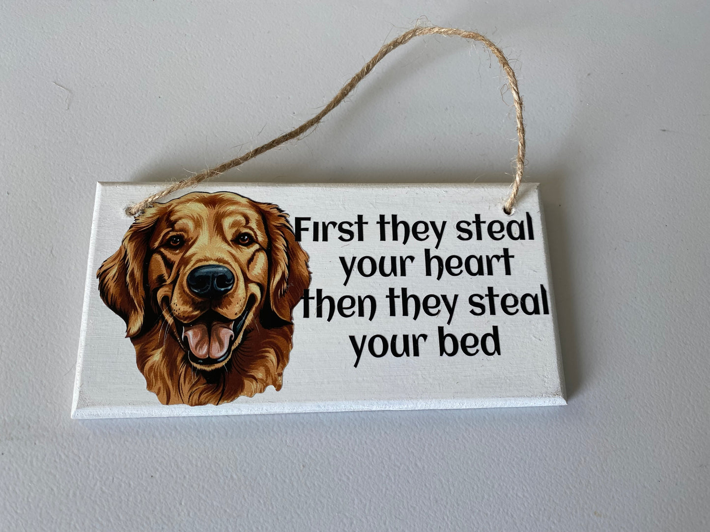 Dog hanging plaque 'steal heart'