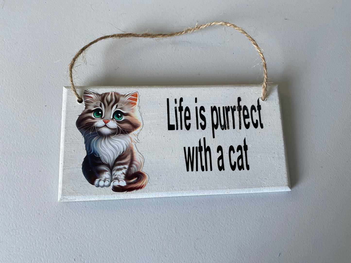 Cat hanging plaque design 2 'purrfect'