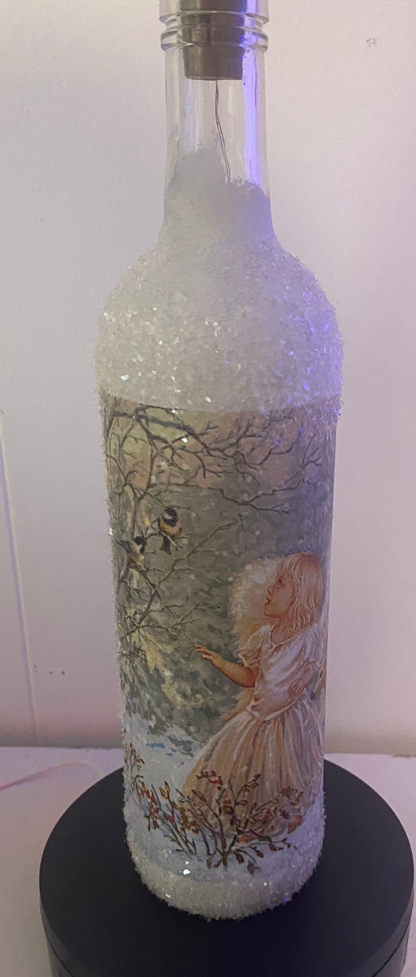 Glittery angel Christmas bottle