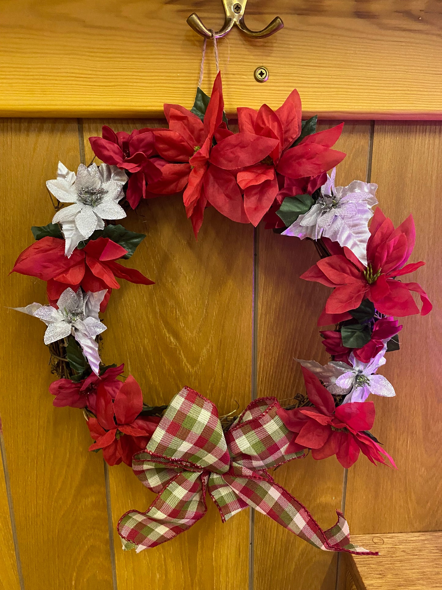 Poinsettia wreath check bow