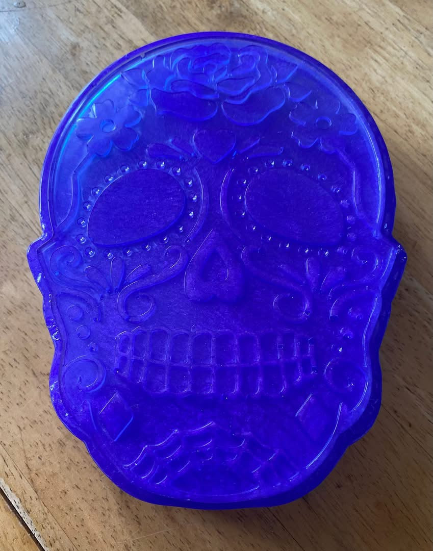 Sugar skull trinket box purple