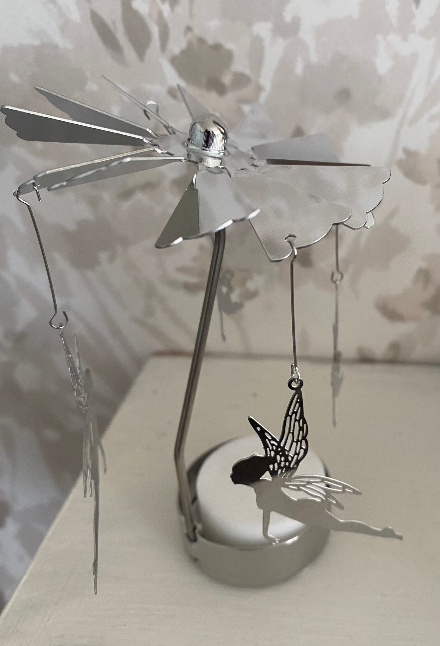 Silver tealight spinner fairies