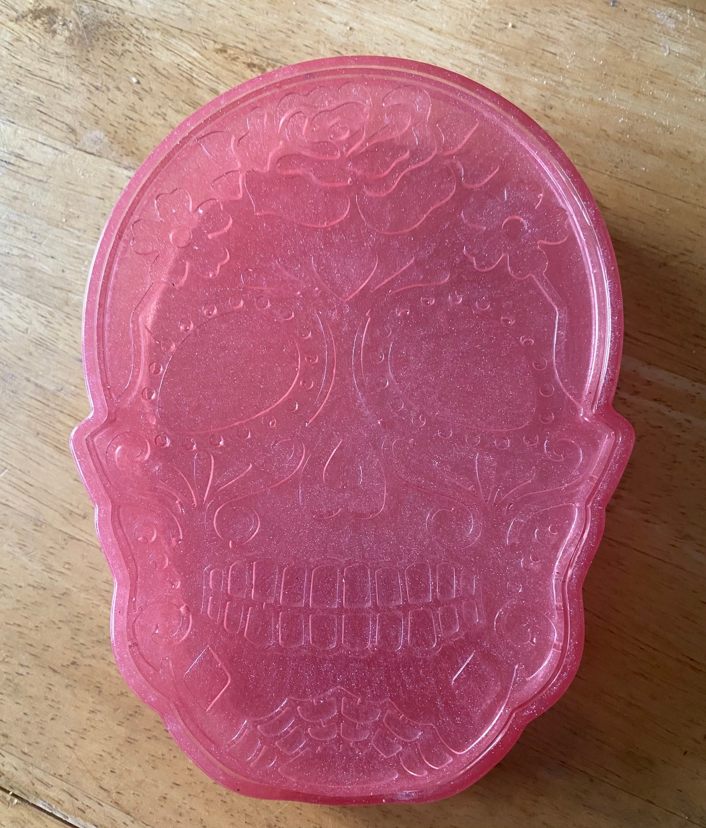 Skull trinket box pink