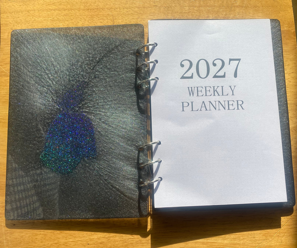 A5 Resin 2027 diary /planner black glitter