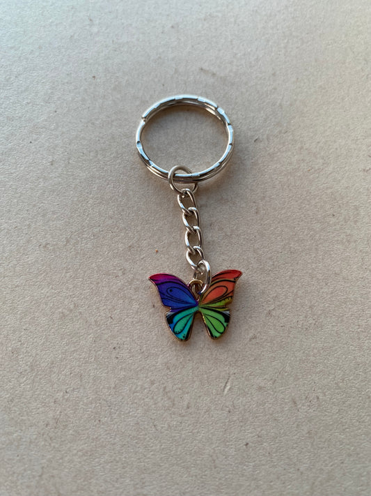 Rainbow butterfly keyring