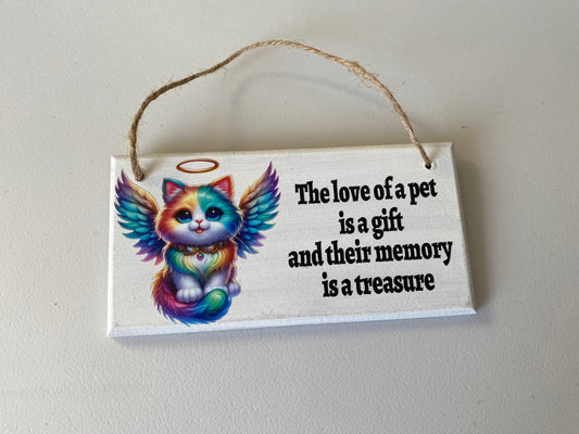 Cat memorial plaque 'love of a pet'