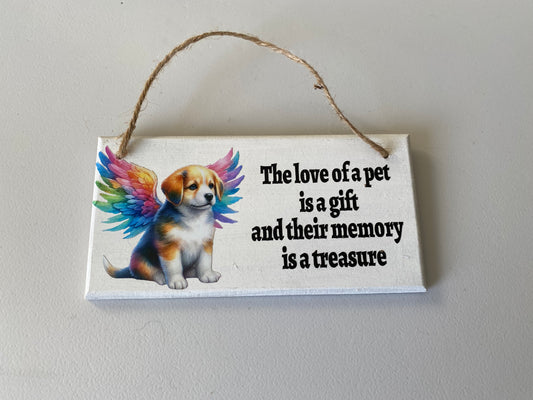 Dog memorial hanging plaque