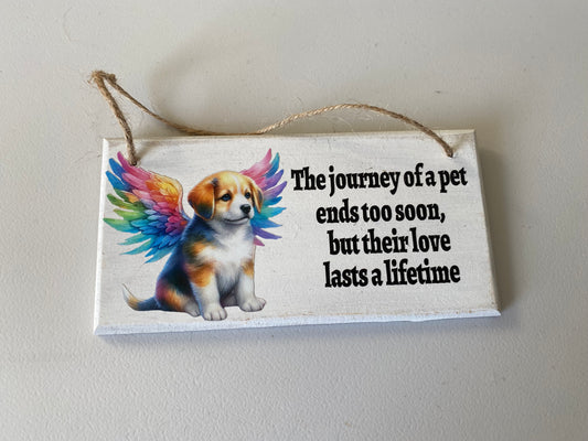Dog memorial hanging plaque 'journey'