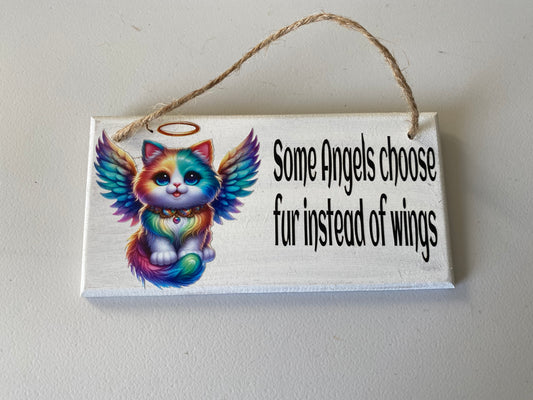 Cat memorial hanging plaque 'angels'