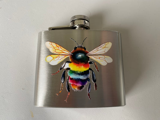 5oz hip flask rainbow bee