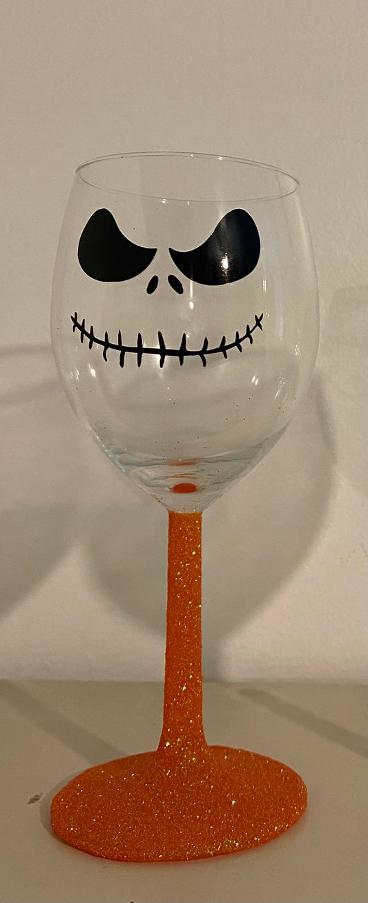 Jack glittered wine glass