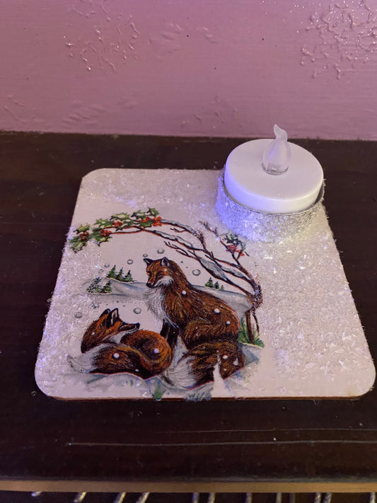 Fox glittery tealight holder