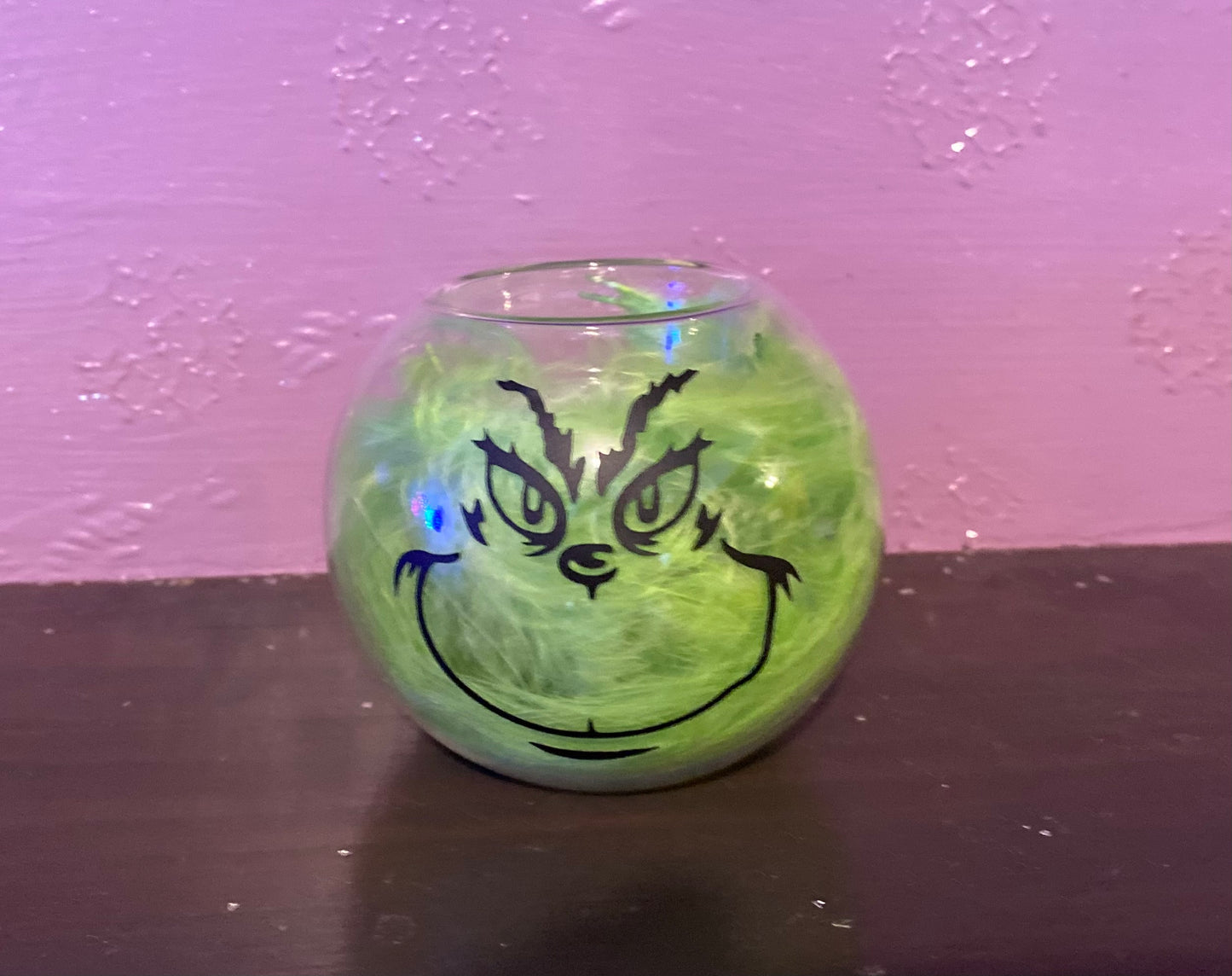 Grinch glass tealight holder