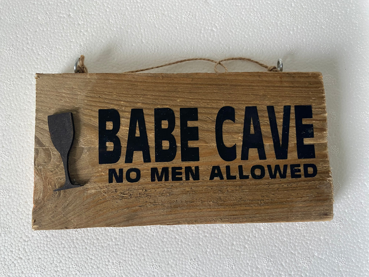 Rustic hanging plaque Babe cave