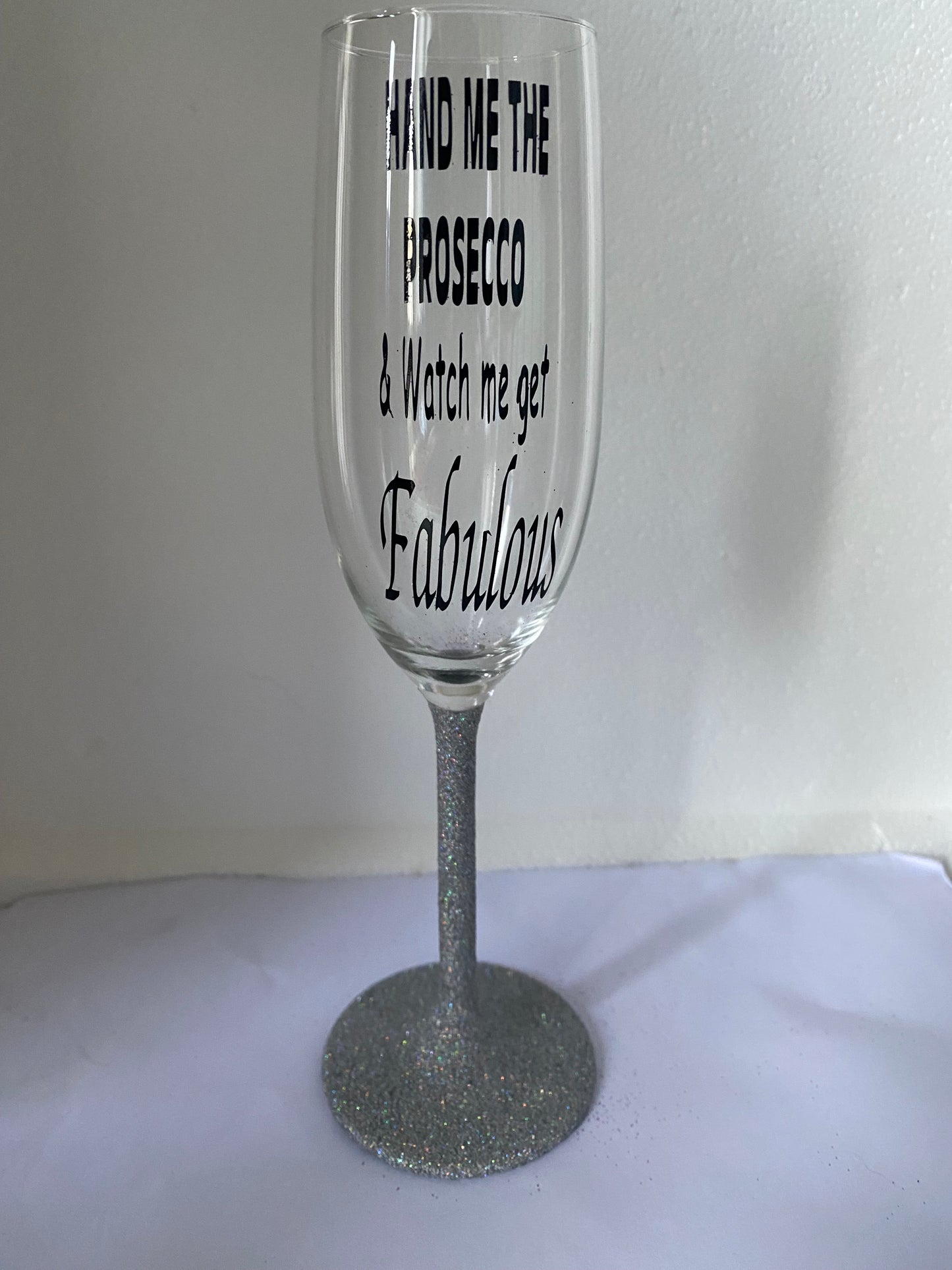 Glittered champagne flute fabulous