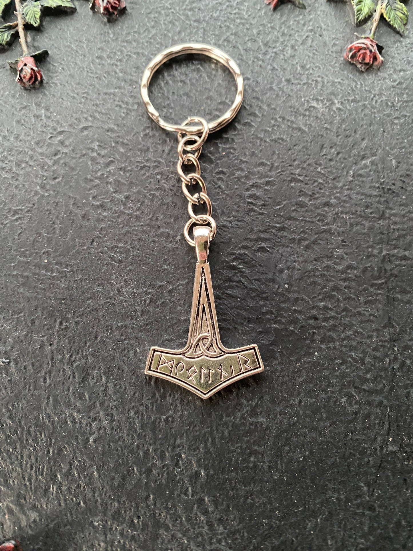 Viking Thor rune hammer keyring