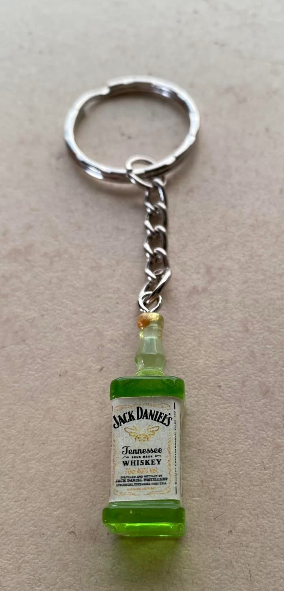 Green whiskey bottle keyring