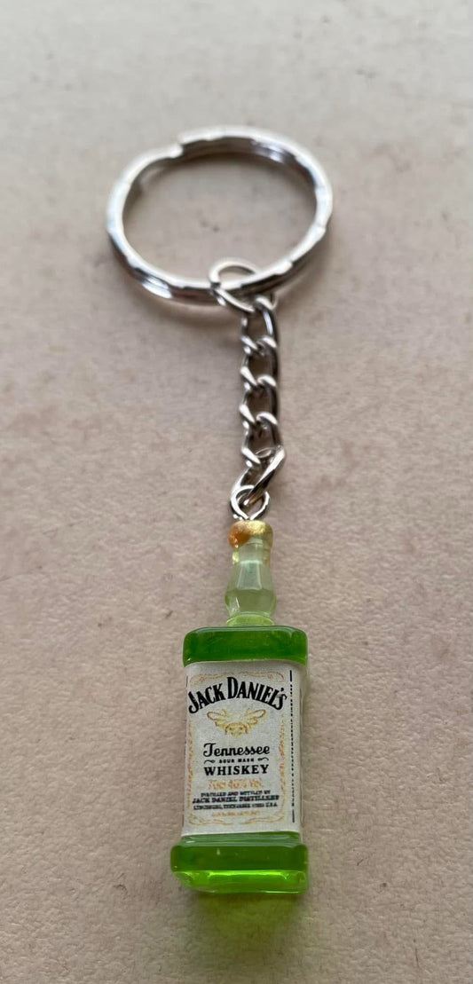 Green whiskey bottle keyring