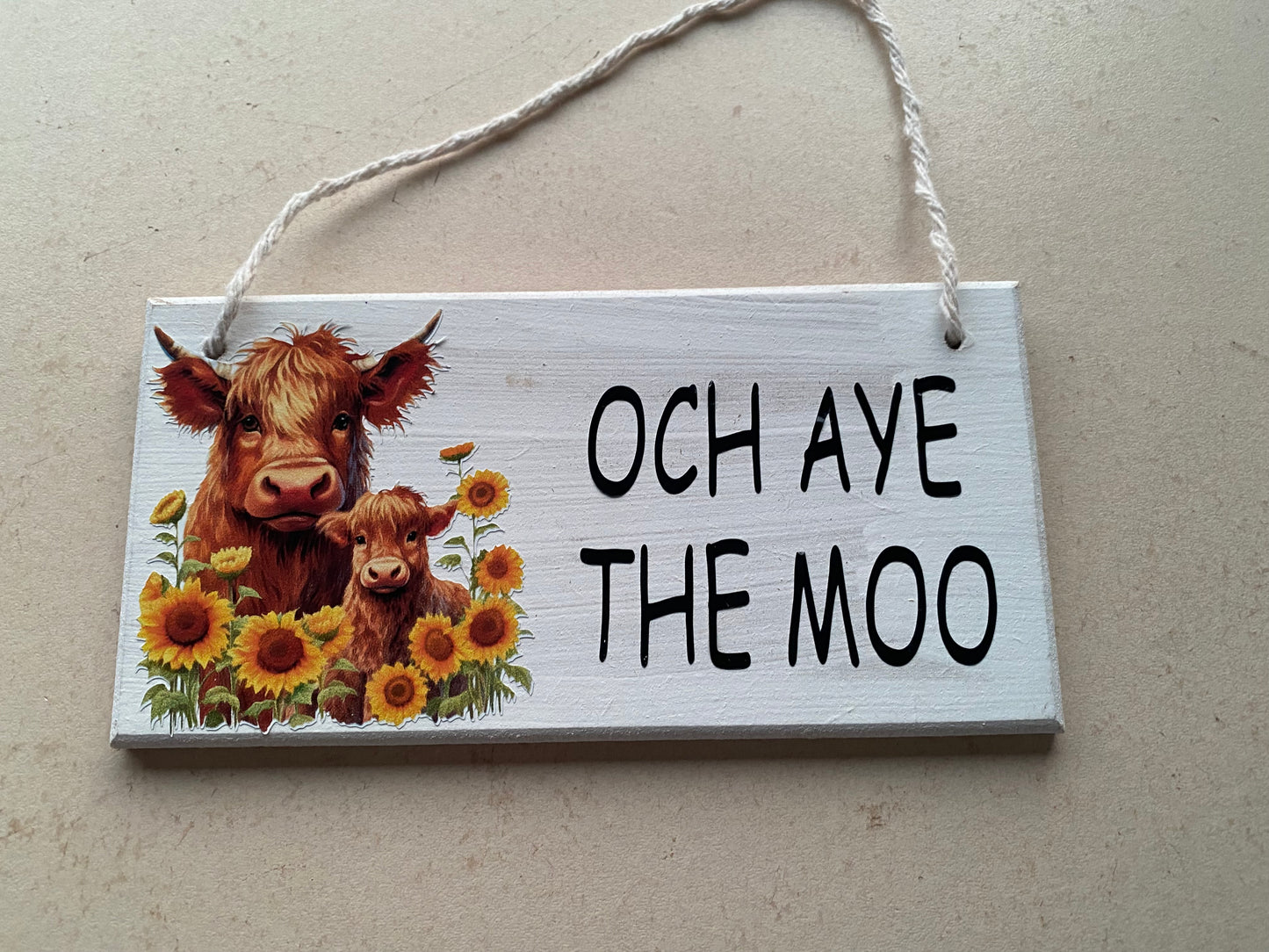 Highland coo hanging plaque Och aye