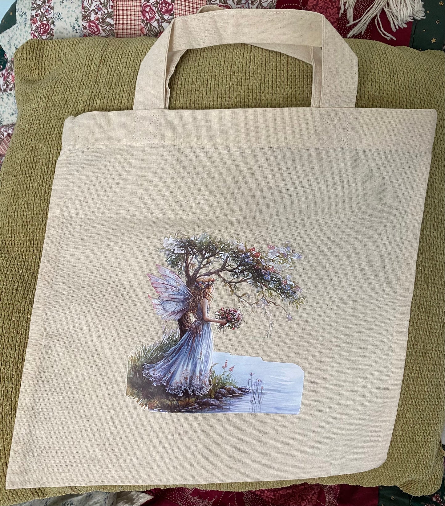Canvas shopping bag cream.. fairy