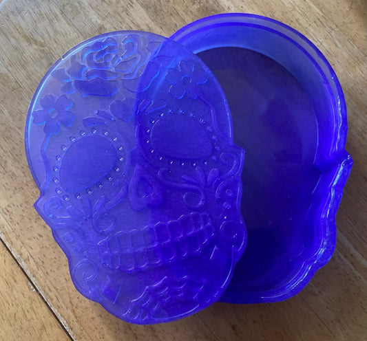 Sugar skull trinket box purple