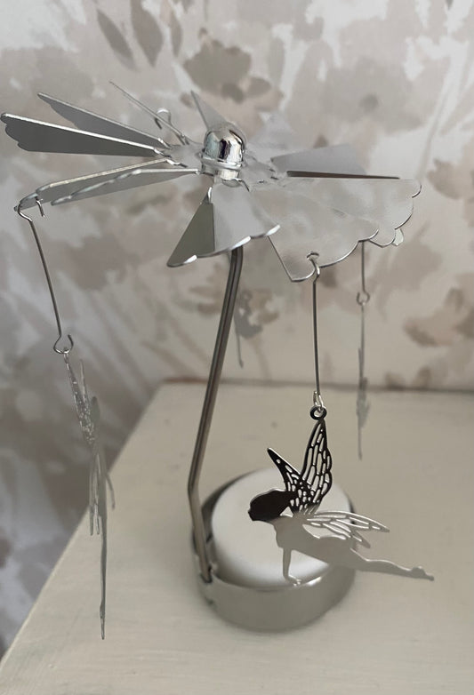 Silver tealight spinner fairies