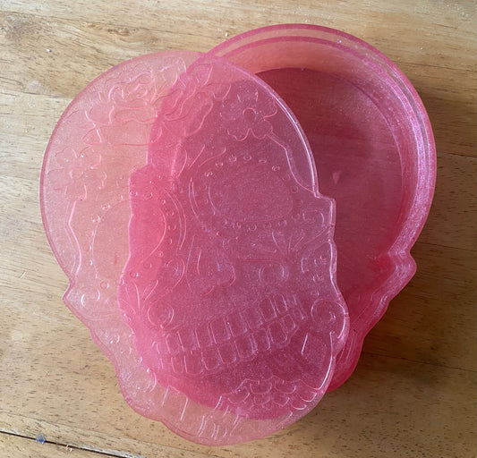 Skull trinket box pink