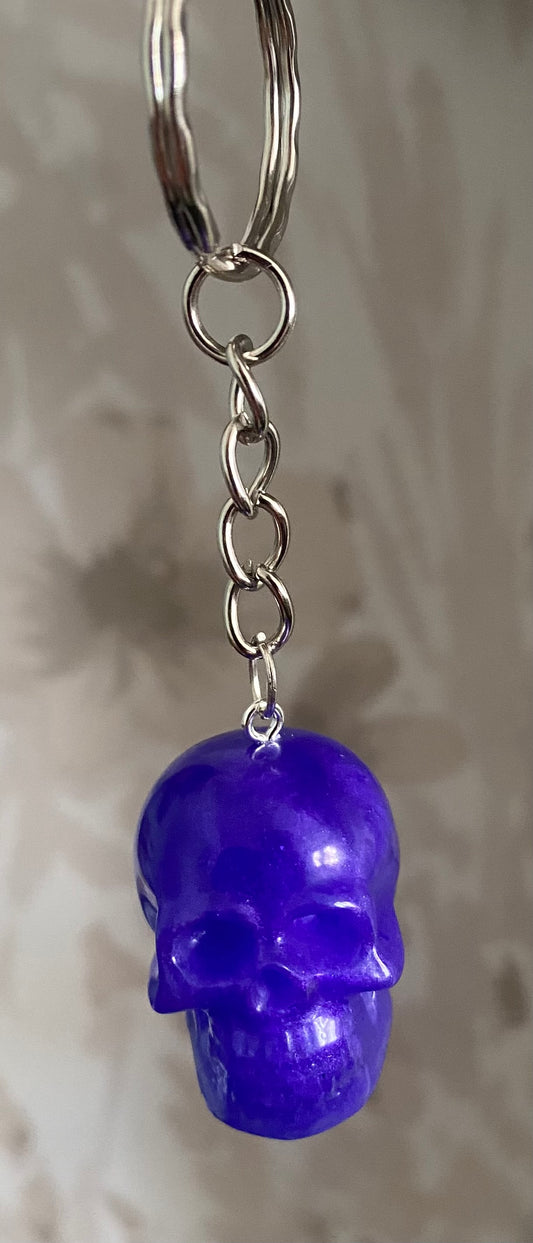 Resin Skull keyring purple