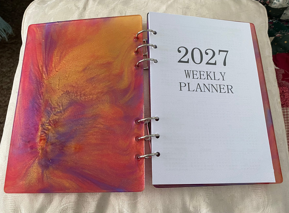 A5 resin diary /planner pink, purple & gold