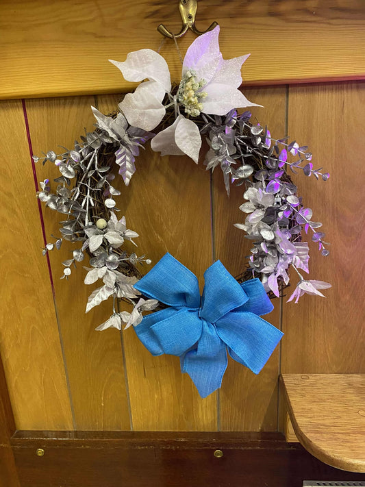 Blue bow wreath